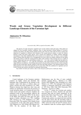 Woody and Grassy Vegetation Development in Different Landscape Elements of the Curonian Spit