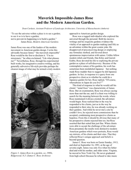 Maverick Impossible-James Rose and the Modern American Garden