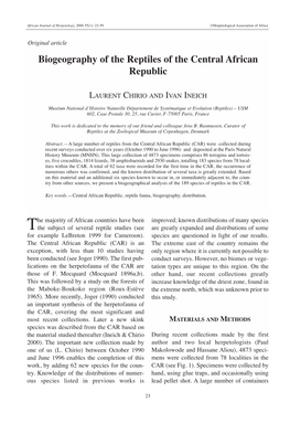 Biogeography of the Reptiles of the Central African Republic