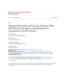 Population Structure and Genetic Diversity of the Boll Weevil (Coleoptera: Curculionidae) on Gossypium in North America Adam P