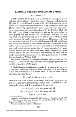 PARTIALLY ORDERED TOPOLOGICAL SPACES E(A) = L(A) R\ M(A)