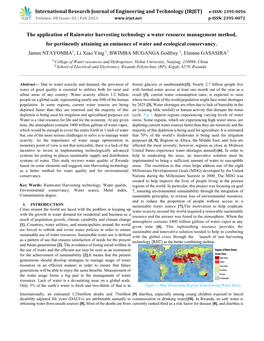 The Application of Rainwater Harvesting Technology a Water Resource Management Method, for Pertinently Attaining an Eminence of Water and Ecological Conservancy