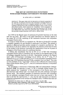 The Set of Continuous Functions with Everywhere Convergent Fourier Series