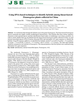 Using DNA-Based Techniques to Identify Hybrids Among Linear-Leaved Potamogeton Plants Collected in China