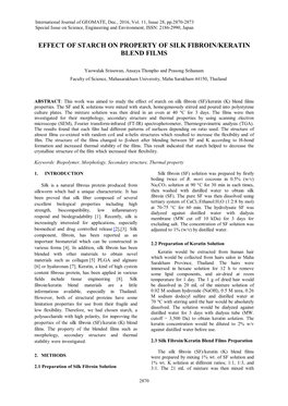 Effect of Starch on Property of Silk Fibroin/Keratin Blend Films