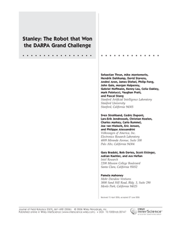 Stanley: the Robot That Won the DARPA Grand Challenge