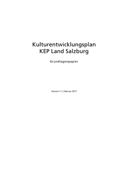 Kulturentwicklungsplan KEP Land Salzburg