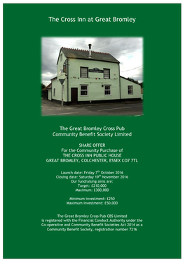 Great Bromley Cross Pub Share Prospectus