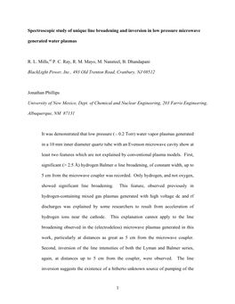 1 Spectroscopic Study of Unique Line Broadening and Inversion in Low