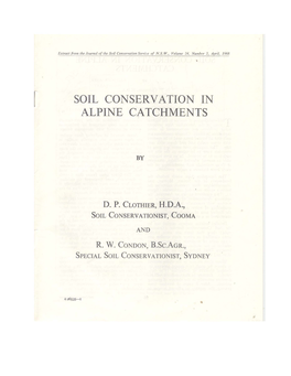 Soil Conservation in Alpine Catchments