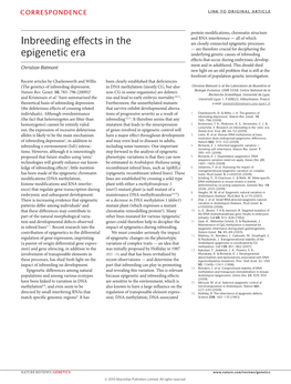 Inbreeding Effects in the Epigenetic