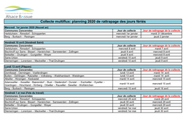 Collecte Multiflux: Planning 2020 De Rattrapage Des Jours Fériés