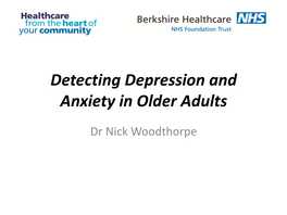 Detecting Depression and Anxiety in Older Adults