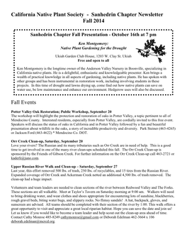 Sanhedrin Chapter Newsletter Fall 2014