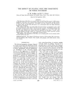 The Effect of Pulping Upon the Dimensions of Wood Tracheids