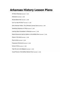 Arkansas History Lesson Plans