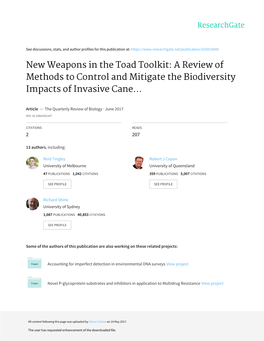 New Weapons in the Toad Toolkit: a Review of Methods to Control and Mitigate the Biodiversity Impacts of Invasive Cane