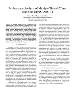 Performance Analysis of Multiple Threads/Cores Using the Ultrasparc T1