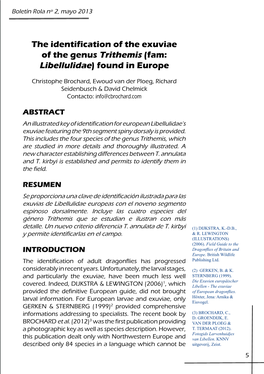 The Identification of the Exuviae of the Genus Trithemis (Fam: Libellulidae) Found in Europe