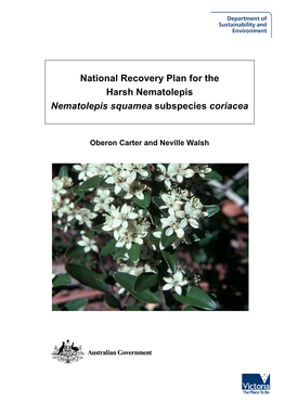 National Recovery Plan for the Harsh Nematolepis Nematolepis Squamea Subspecies Coriacea