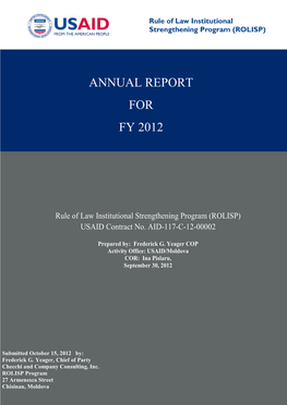 Annual Report for Fy 2012