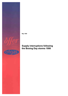 Supply Interruptions Following the Boxing Day Storms 1998 May 1999