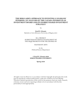 An Analysis of the Canada Pension Plan Investment Board and Its Market-Based Investment Strategy