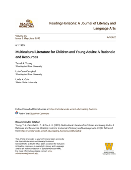 Multicultural Literature for Children and Young Adults: a Rationale and Resources