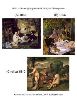 1866 (C) Circa 1510 (A) 1863