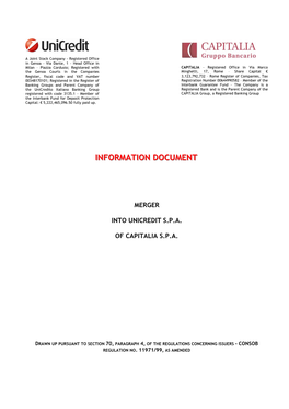 Information Document (Documento Informativo) Relating to the Merger Pursuant to Art