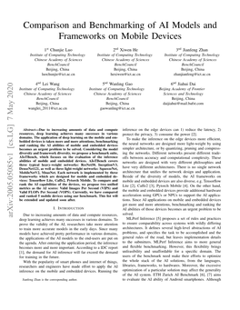 Comparison and Benchmarking of AI Models and Frameworks on Mobile Devices