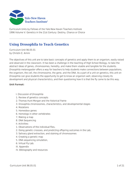 Using Drosophila to Teach Genetics