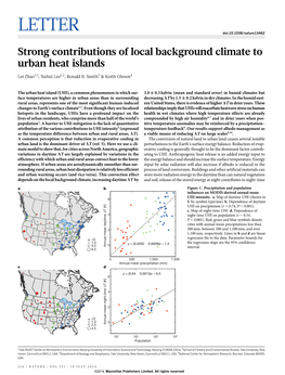 Strong Contributions of Local Background Climate to Urban Heat Islands