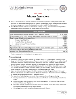 Prisoner Operations Fact Sheet