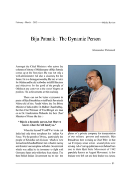 Biju Patnaik : the Dynamic Person