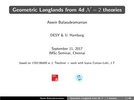 Geometric Langlands from 4D N=2 Theories