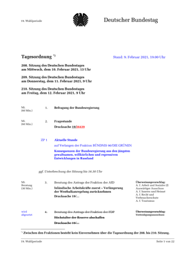 Amtliche Tagesordnung Der Sitzungen