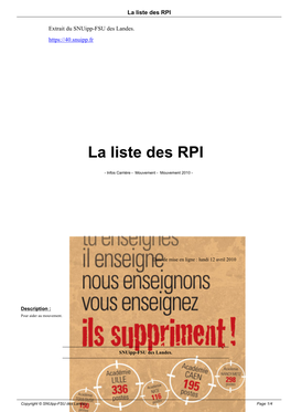 La Liste Des RPI