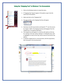Using the “Snipping Tool” in Windows 7 for Screenshots