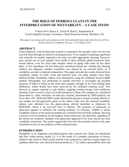 The Role of Ferrous Clays in the Interpretation of Wettability – a Case Study