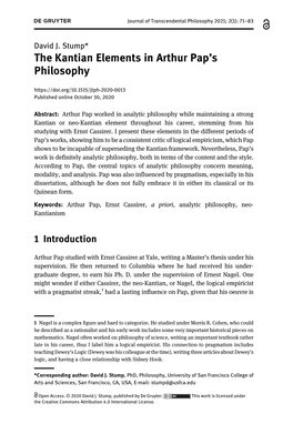 Journal of Transcendental Philosophy 2021; 2(1): 71–83