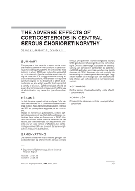 The Adverse Effects of Corticosteroids in Central Serous Chorioretinopathy