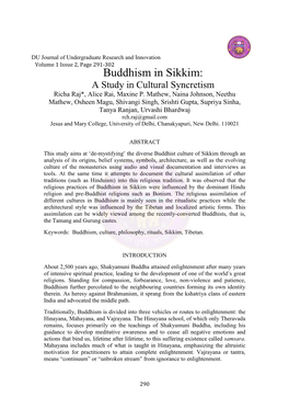 Buddhism in Sikkim: a Study in Cultural Syncretism Richa Raj*, Alice Rai, Maxine P