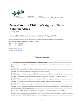 Newsletter on Children's Rights in Sub- Saharan Africa
