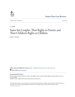 Same-Sex Couples: Their Rights As Parents, and Their Hic Ldren's Rights As Children Kathy T