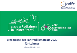 Ergebnisse Des Fahrradklimatests 2020 Für Lohmar Lohmar, 29