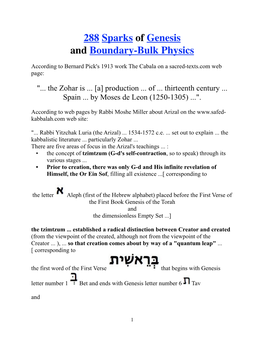 288 Sparks of Genesis and Boundary-Bulk Physics