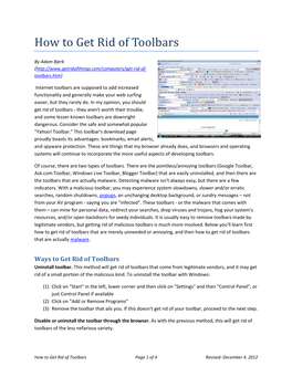 How to Get Rid of Toolbars