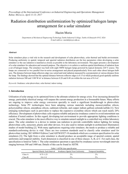 Radiation Distribution Uniformization by Optimized Halogen Lamps Arrangement for a Solar Simulator