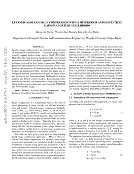 Arxiv:2002.01657V1 [Eess.IV] 5 Feb 2020 Port Lossless Model to Compress Images Lossless